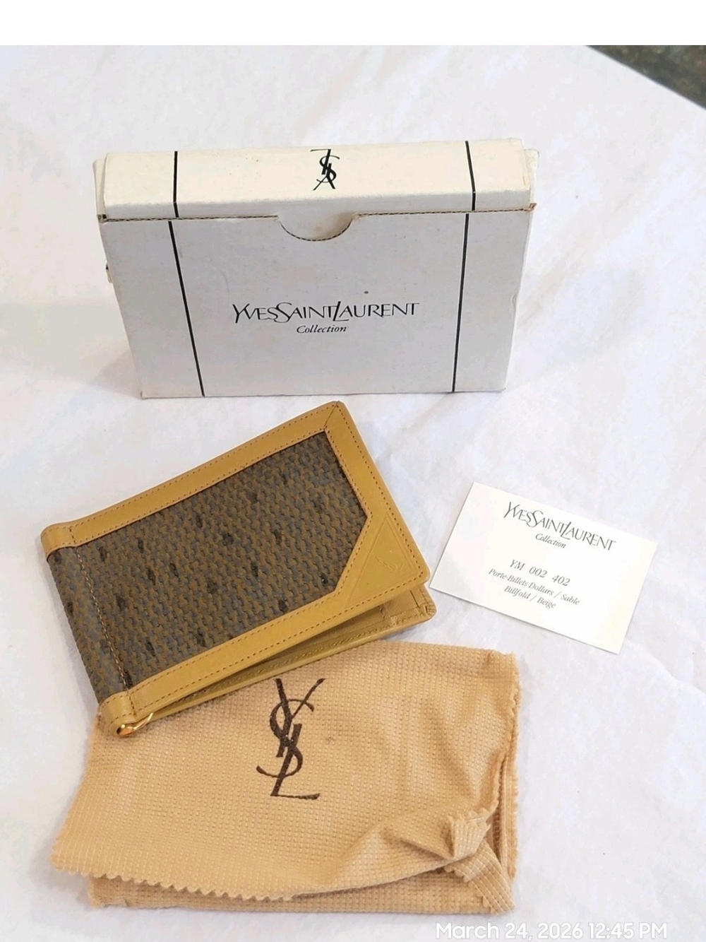 YSL Yves Saint Laurent Vintage Money Clip Wallet FULL SET RARE Deadstock